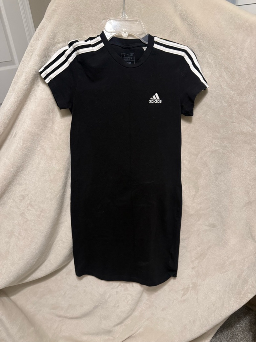 Women's adidas Essentials 3-Stripe Jersey Fitted Tee Dress SMALL